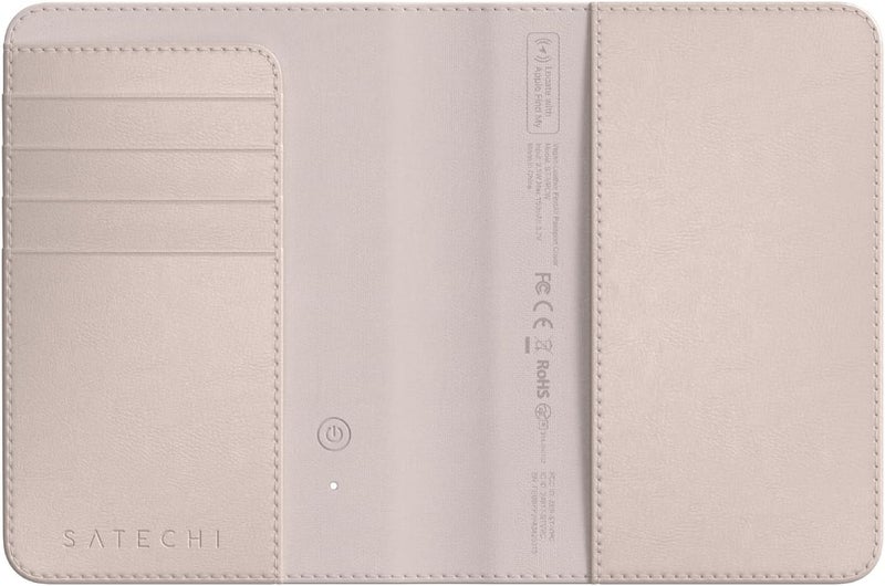 SATECHI Passport Holder for Travel with Find My, Passport Cover with 4 Card Holder, Wireless Charging, and RFID protection – Travel Essential Vegan Leather Passport – Desert Rose - Image 1